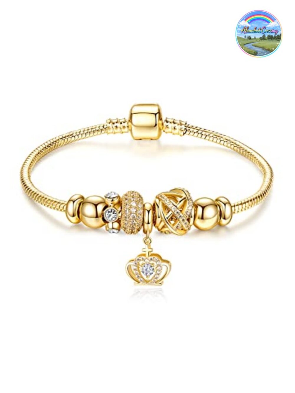 14K Gold Plated Charm Bracelet for Women, Link Bracelet, Gift for Mom